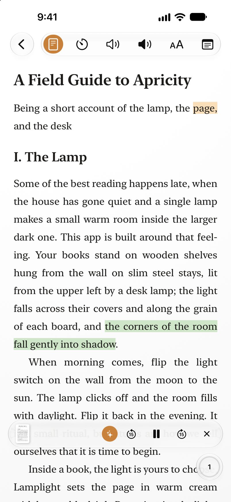 Read Aloud lighting up the sentence being read